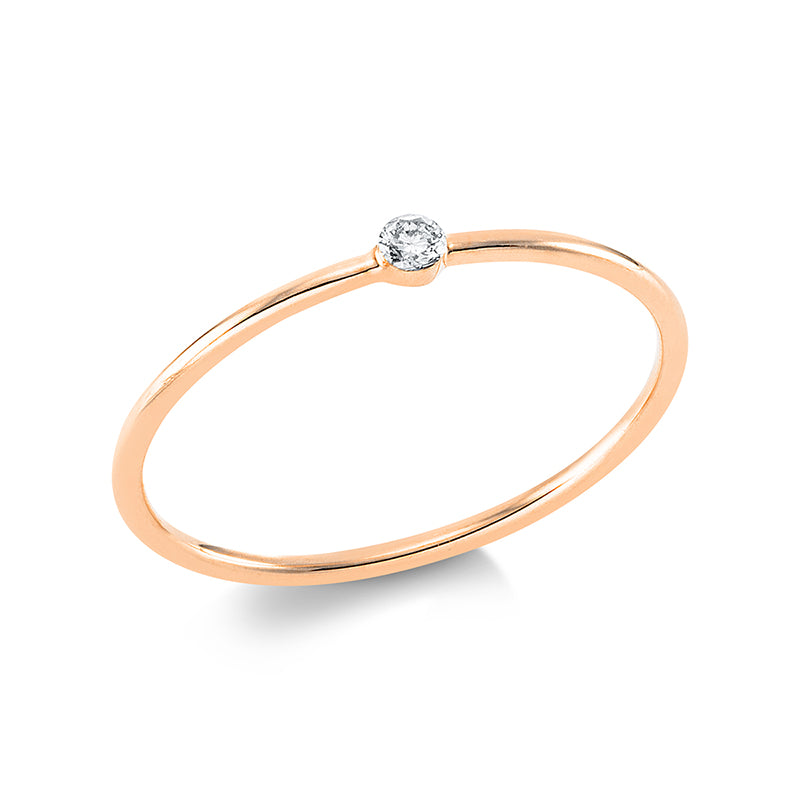 Solitaire mit Besatz Ring Rotgold 18kt 0,03ct
