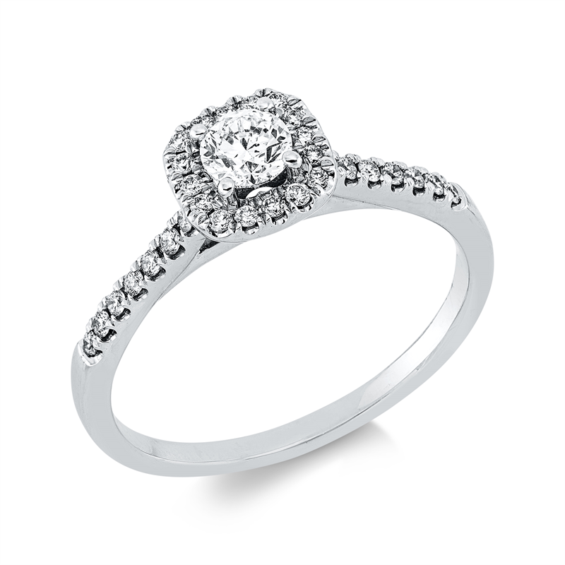 Solitaire mit Besatz Ring Weißgold 18kt Ref-1EC76