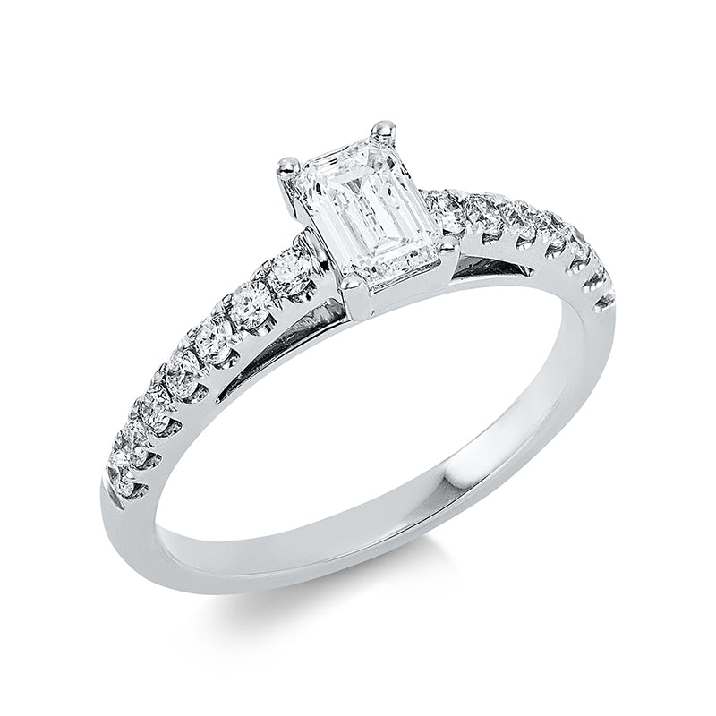 Solitaire mit Besatz Ring Weißgold 18kt 0,81ct