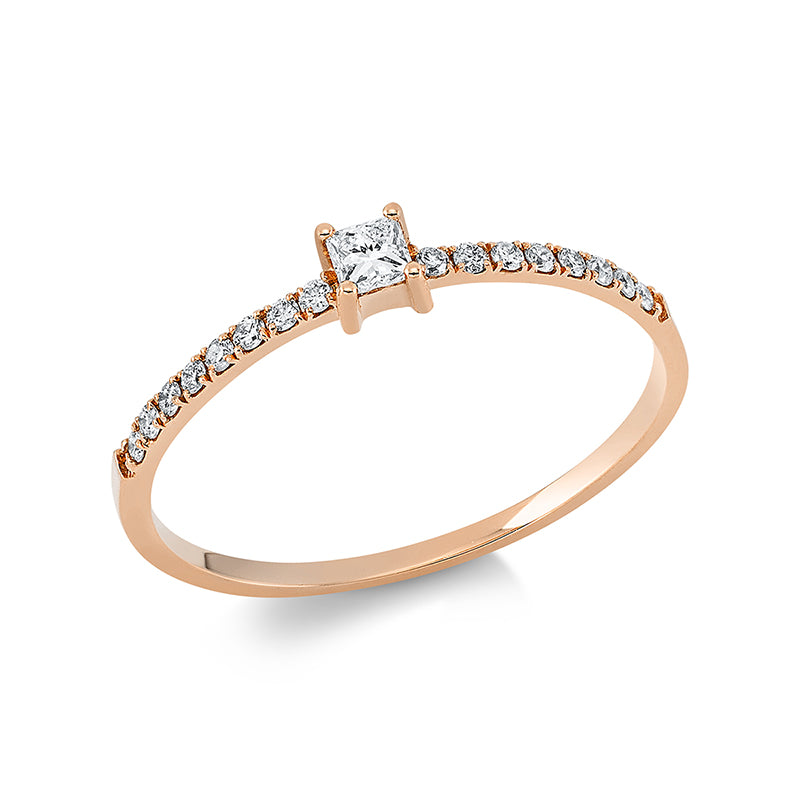 Solitaire mit Besatz Ring Rotgold 14kt 0,21ct