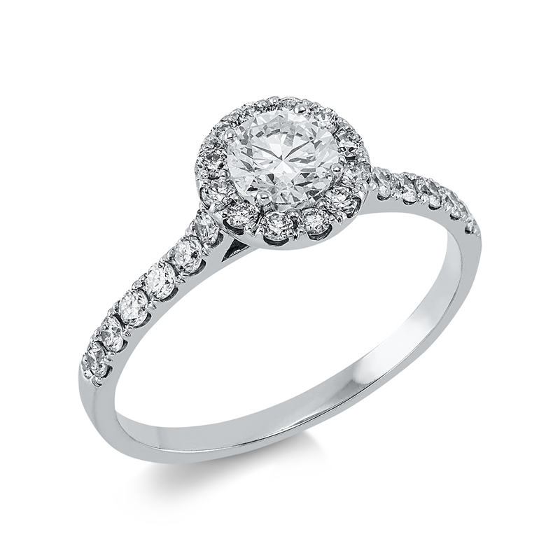 Solitaire mit Besatz Ring Weißgold 14kt 0,75ct