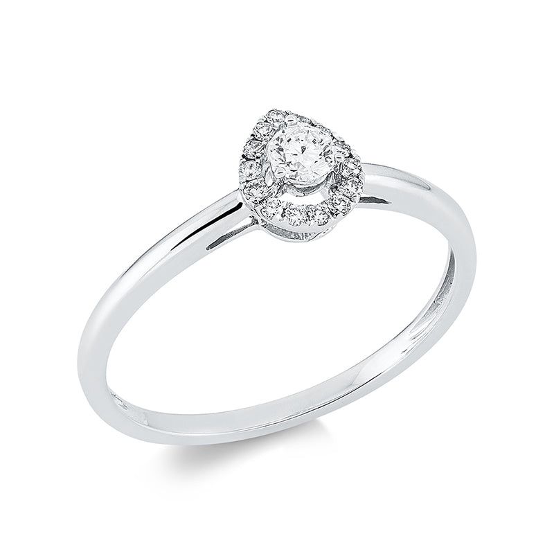 Solitaire mit Besatz Ring Weißgold 18kt 0,18ct