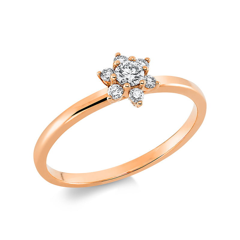 Solitaire mit Besatz Ring Rotgold 18kt 0,23ct