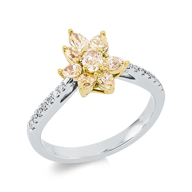 Farbiger Diamant Ring Weißgold / Gelbgold 18kt 0,87ct