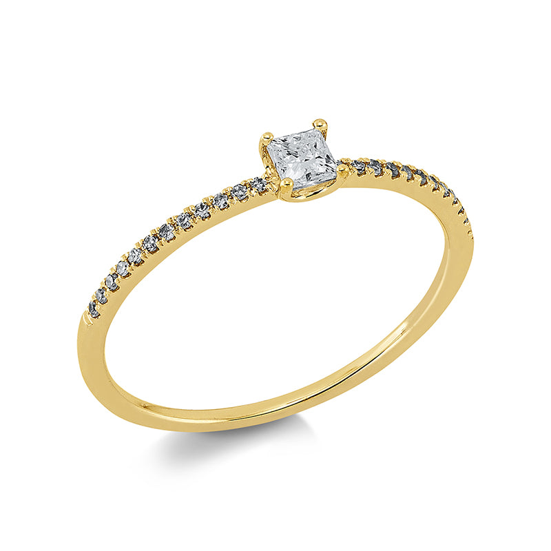 Solitaire mit Besatz Ring Weißgold 18kt 0,19ct