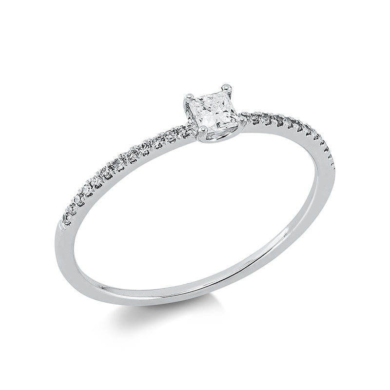 Solitaire mit Besatz Ring Weißgold 18kt 0,19ct