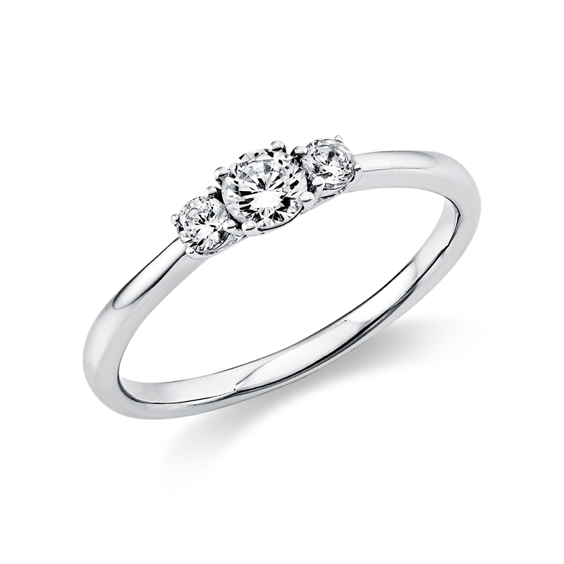 Solitaire mit Besatz Ring Weißgold 14kt 0,32ct