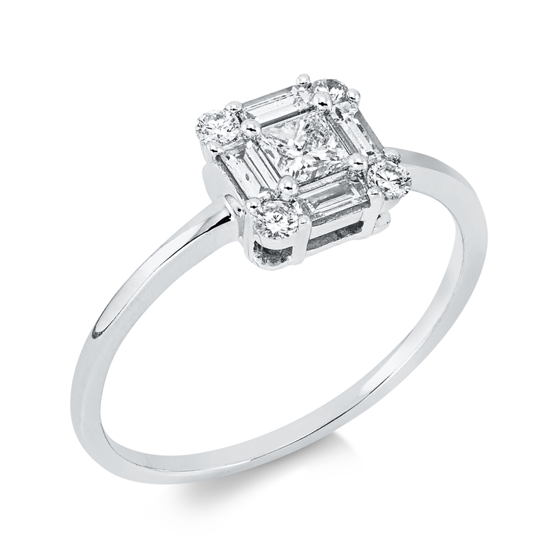 Baguette Illusion Ring Weißgold 18kt Ref-1EZ80