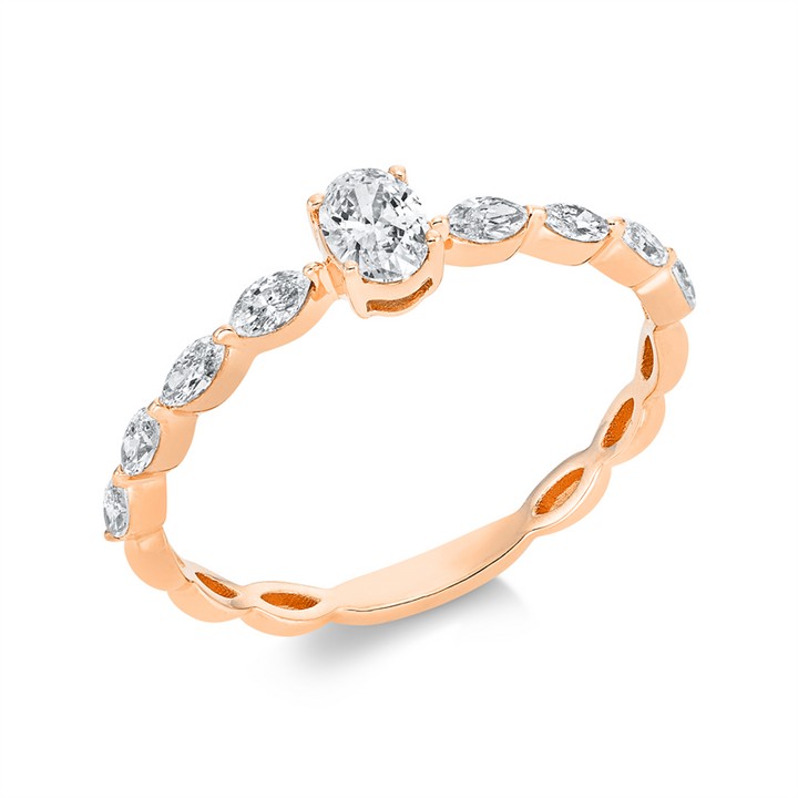Solitaire mit Besatz Ring Rotgold 18kt Ref-1FA14