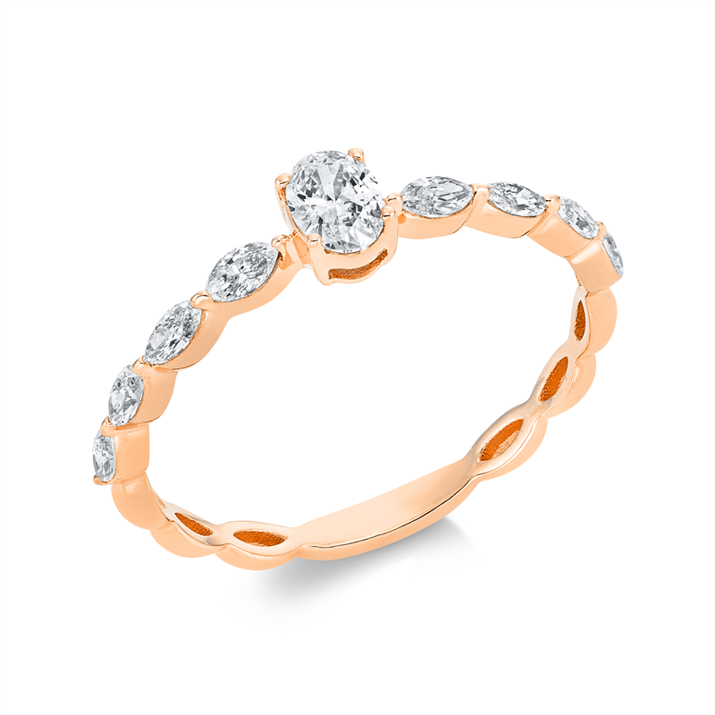 Solitaire mit Besatz Ring Rotgold 18kt Ref-1FA14