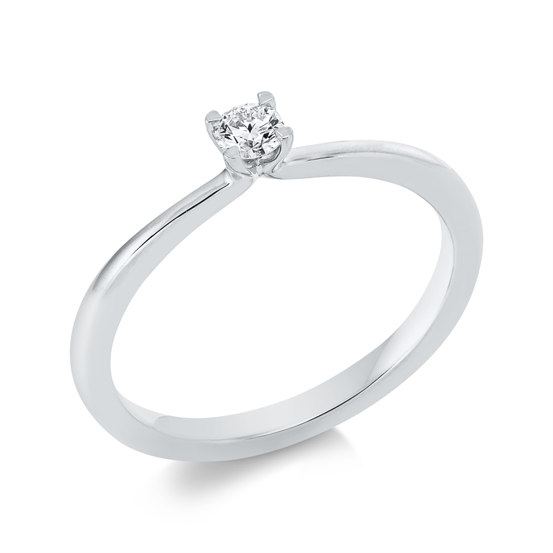 Solitaire Ring Weißgold 14kt 0,1ct