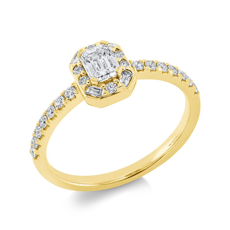 Solitaire mit Besatz Ring Weißgold 18kt 0,71ct