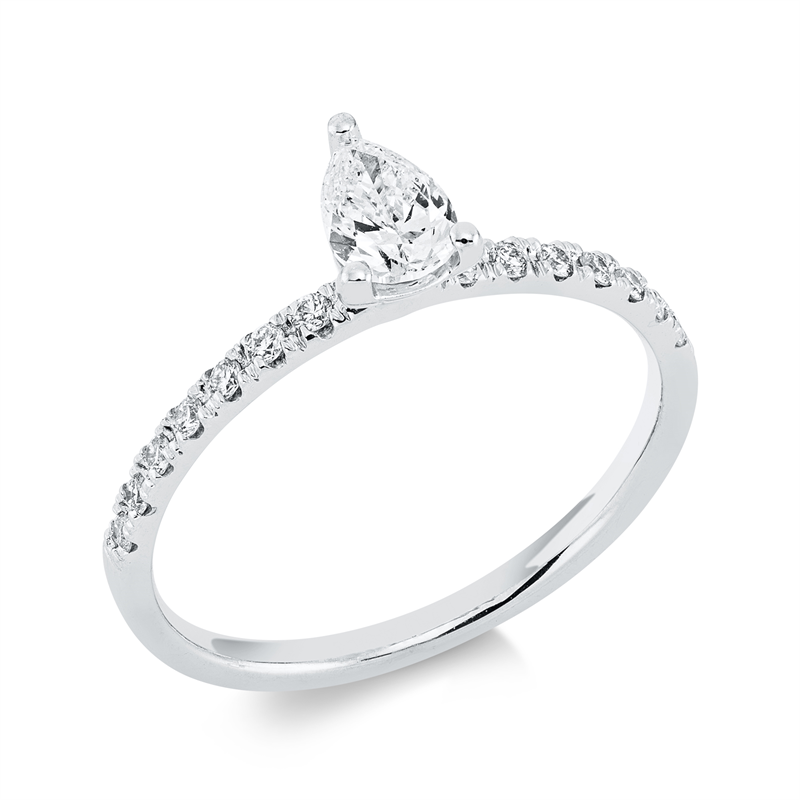 Solitaire mit Besatz Ring Weißgold 18kt 0,47ct