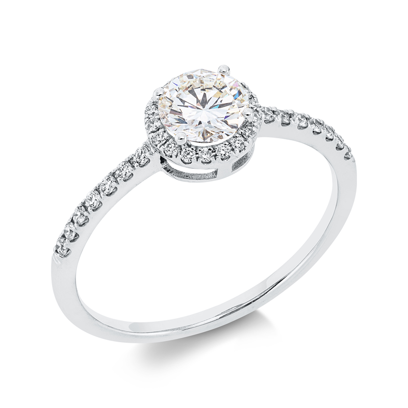 Solitaire mit Besatz Ring Weißgold 18kt Ref-1FF61