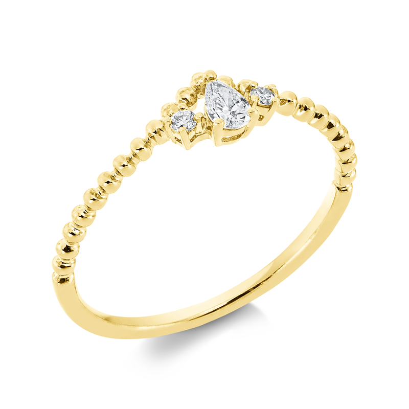 Solitaire mit Besatz Ring Weißgold 18kt 0,13ct
