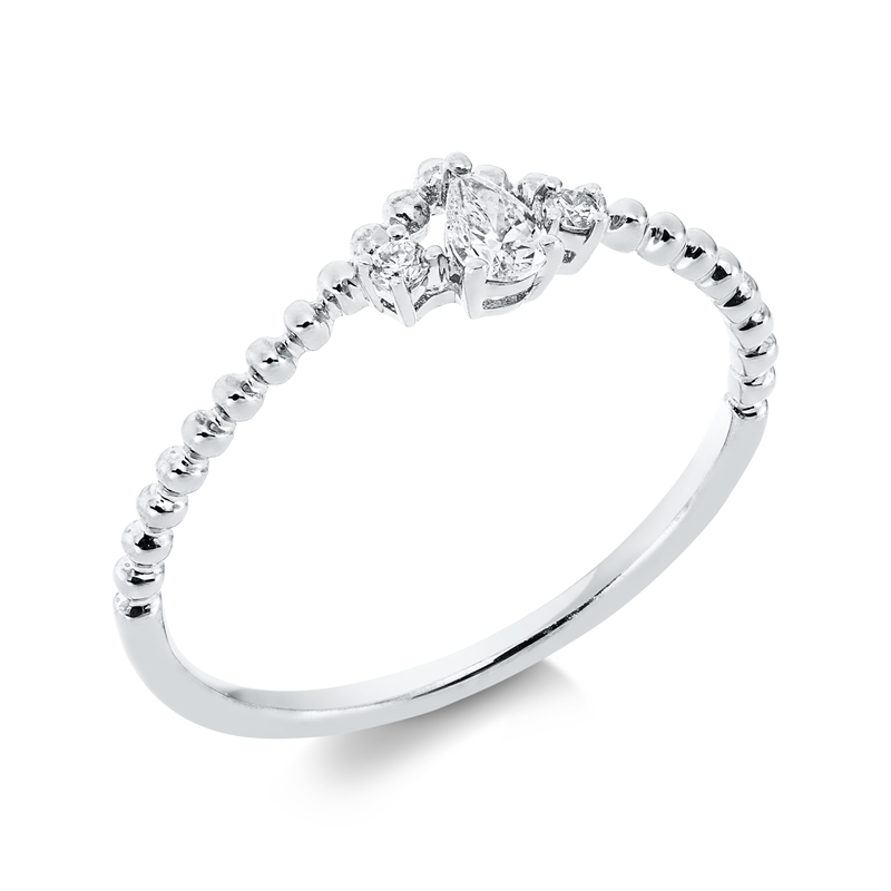 Solitaire mit Besatz Ring Weißgold 18kt 0,13ct