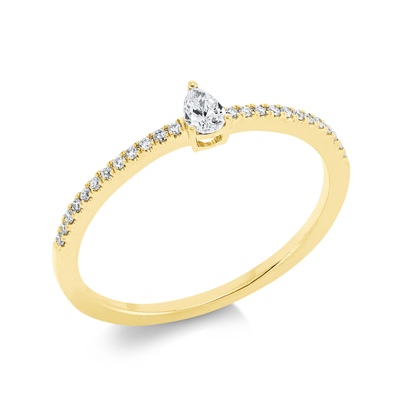 Solitaire mit Besatz Ring Gelbgold 18kt 0,18ct