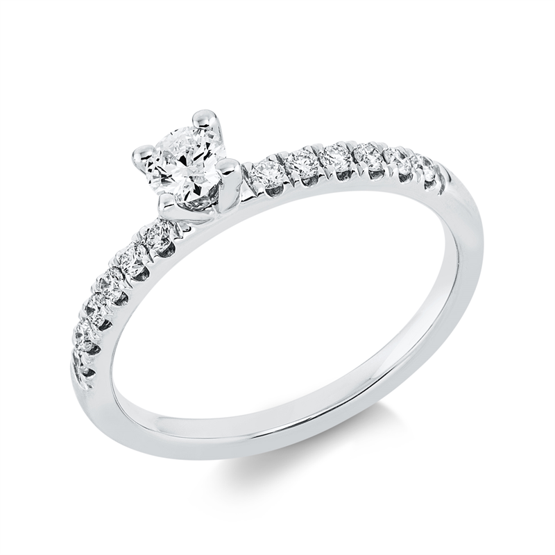 Solitaire mit Besatz Ring Weißgold 18kt 0,37ct