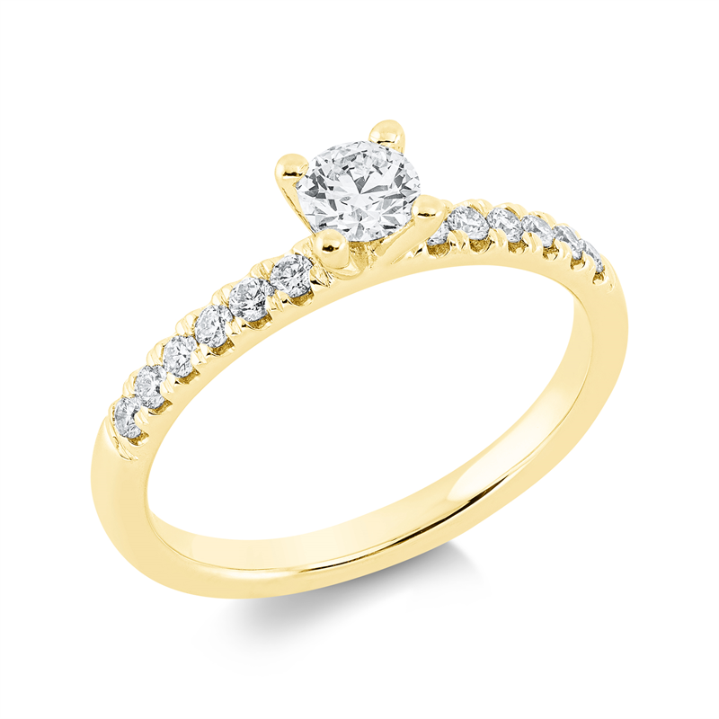 Solitaire mit Besatz Ring Weißgold 18kt 0,49ct