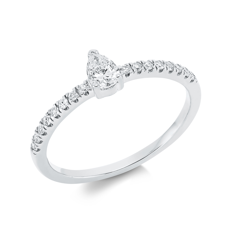 Solitaire mit Besatz Ring Weißgold 18kt 0,38ct