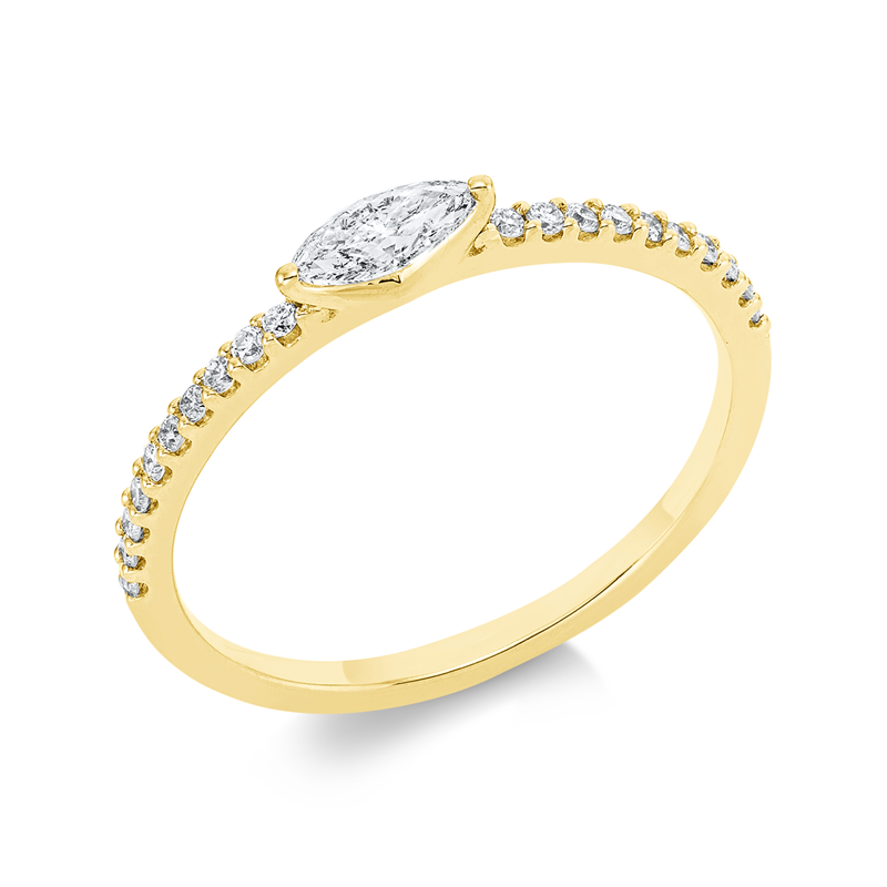 Solitaire mit Besatz Ring Rotgold 18kt 0,34ct