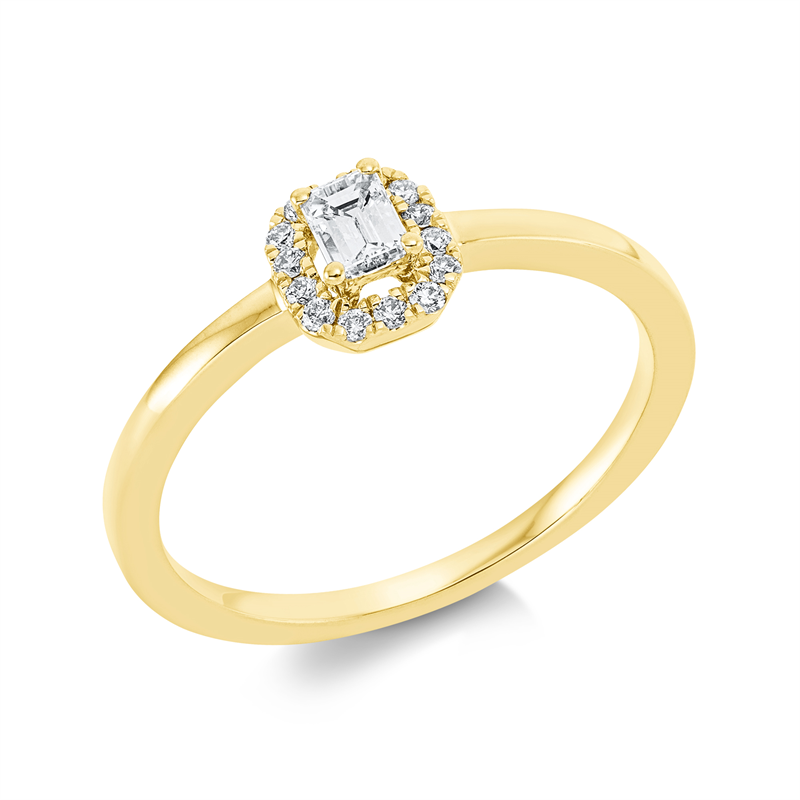 Solitaire mit Besatz Ring Gelbgold 18kt 0,25ct