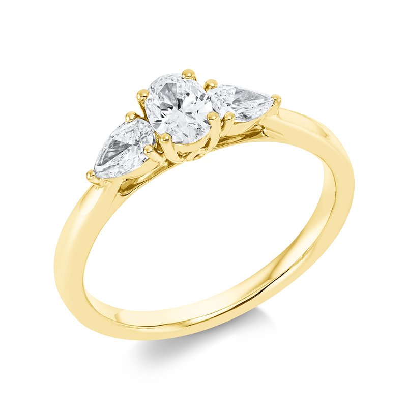 Solitaire mit Besatz Ring Weißgold 18kt 0,81ct