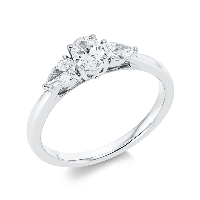 Solitaire mit Besatz Ring Weißgold 18kt 0,81ct
