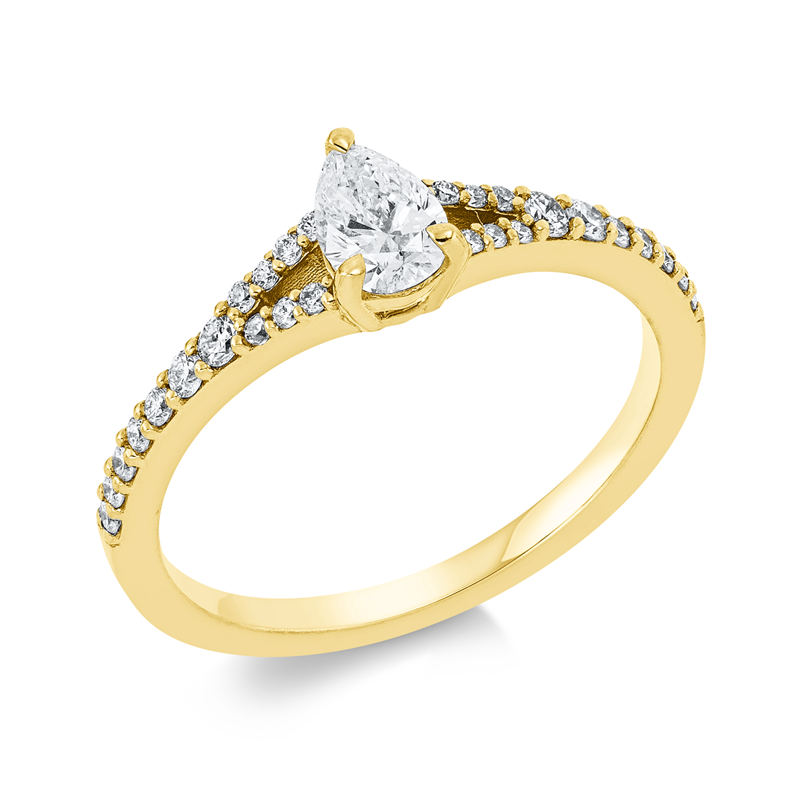 Solitaire mit Besatz Ring Weißgold 18kt 0,52ct