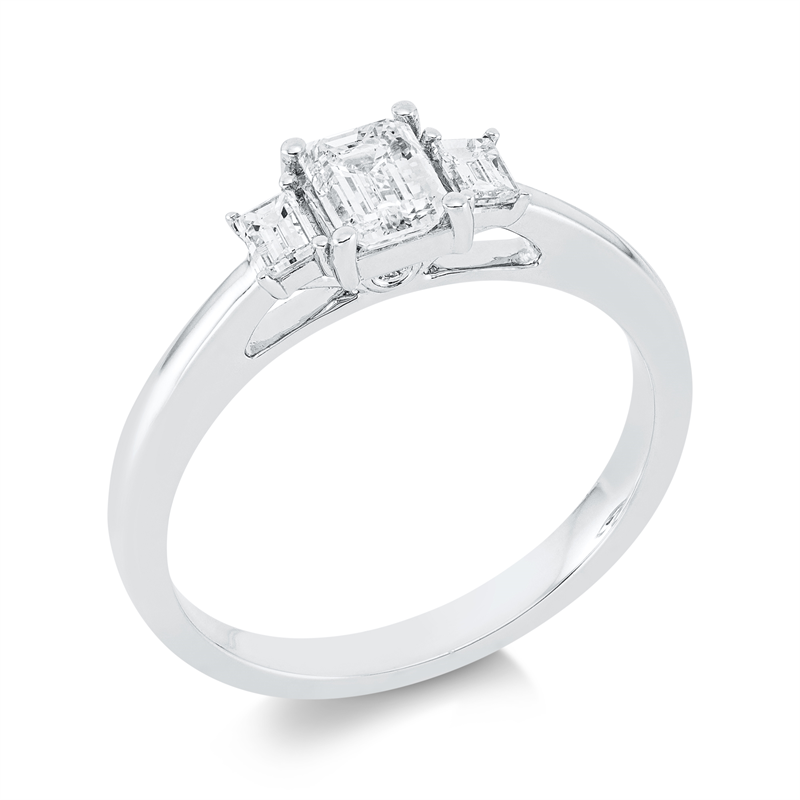 Solitaire mit Besatz Ring Weißgold 18kt 0,7ct