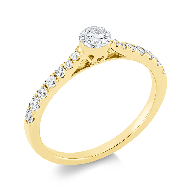 Solitaire mit Besatz Ring Weißgold 18kt 0,5ct