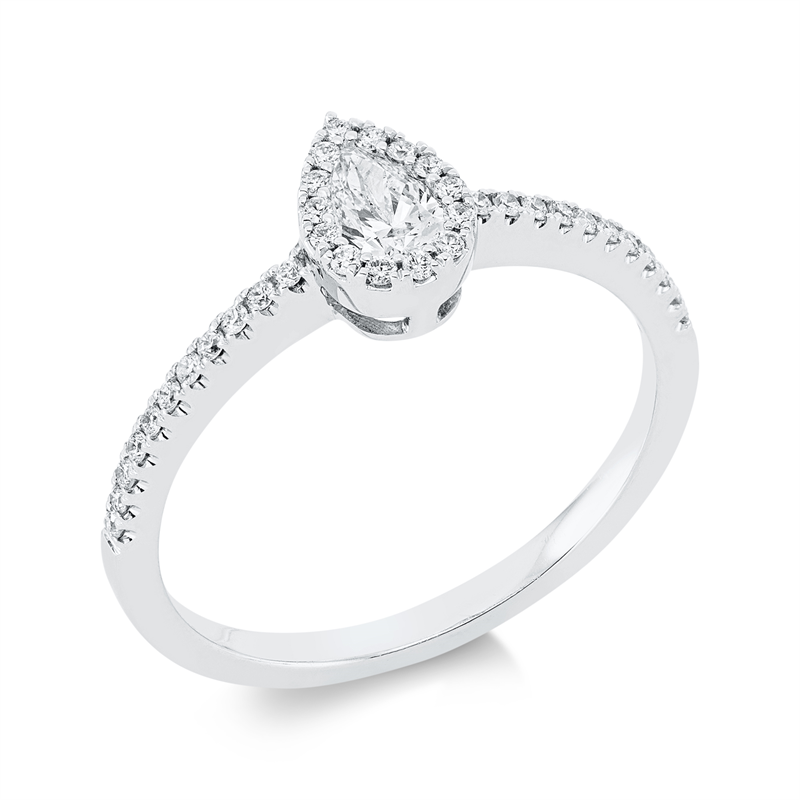 Solitaire mit Besatz Ring Weißgold 18kt 0,4ct