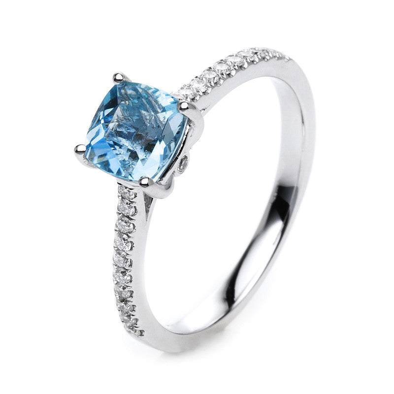 Farbstein Classic Ring Weißgold 18kt 0,16ct