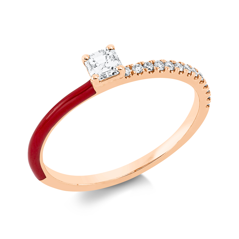 Solitaire mit Besatz Ring Rotgold 18kt 0,28ct