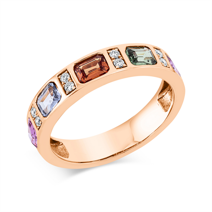 Rainbow & Multicolor Ring Rotgold 18kt Ref-1GD29