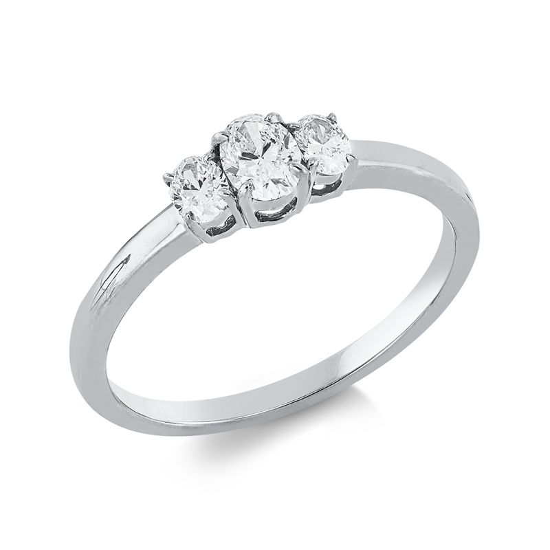 Solitaire mit Besatz Ring Weißgold 18kt 0,45ct