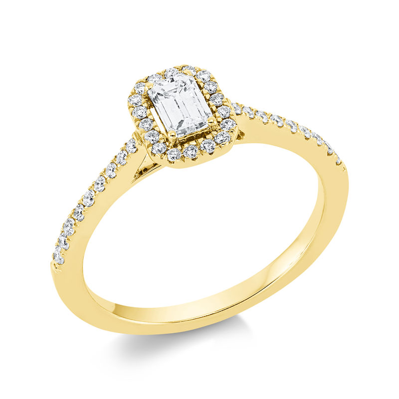 Solitaire mit Besatz Ring Weißgold 18kt 0,62ct