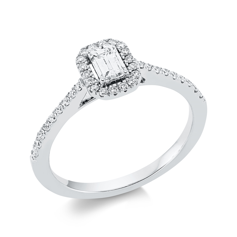 Solitaire mit Besatz Ring Weißgold 18kt 0,62ct