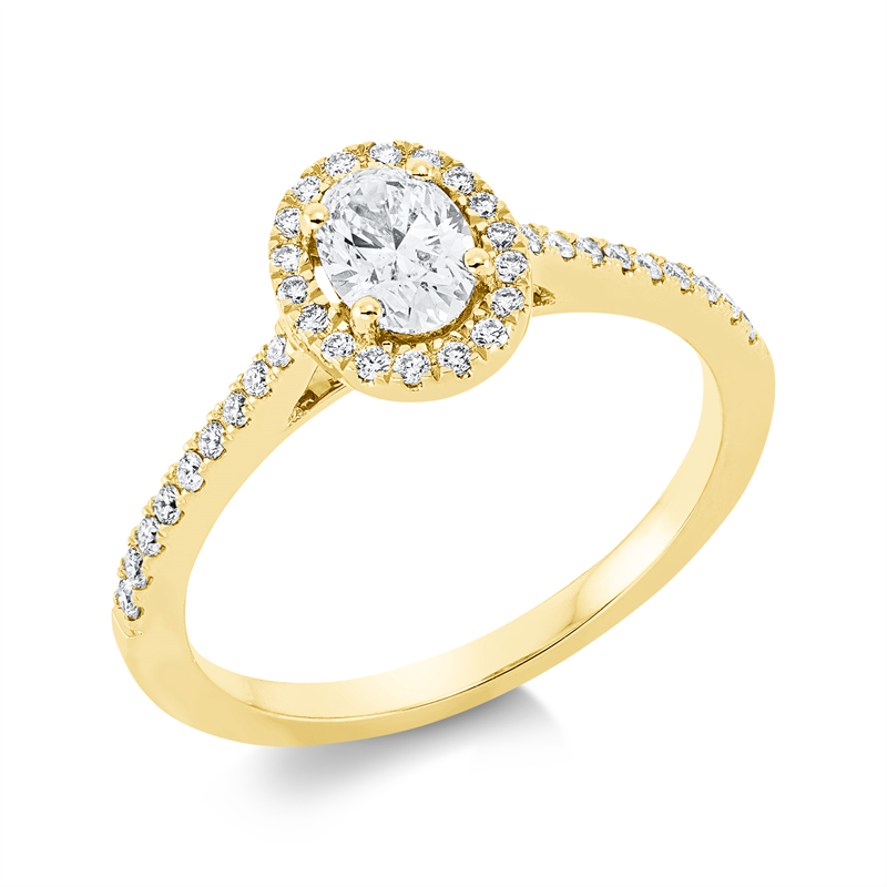 Solitaire mit Besatz Ring Weißgold 18kt 0,64ct