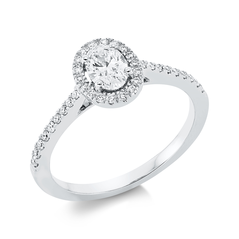 Solitaire mit Besatz Ring Weißgold 18kt 0,64ct
