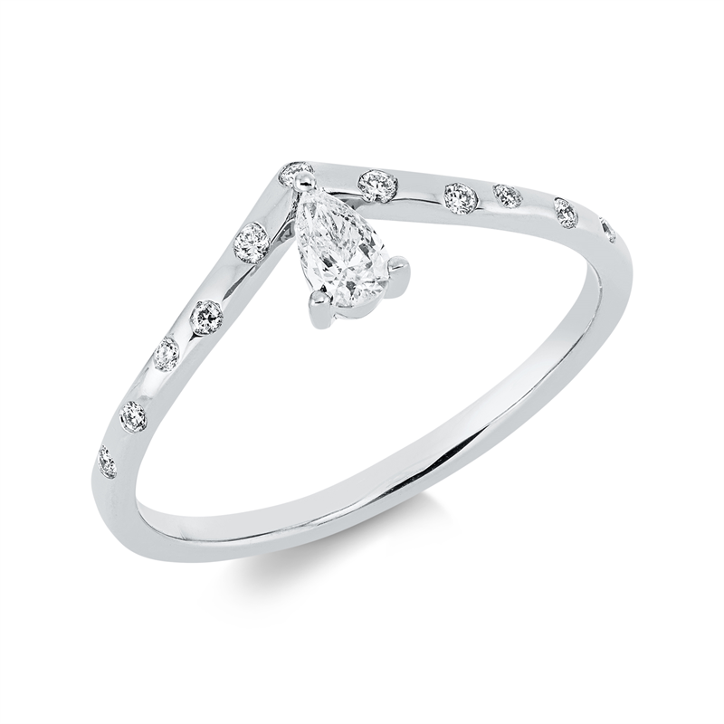 Solitaire mit Besatz Ring Weißgold 18kt 0,22ct