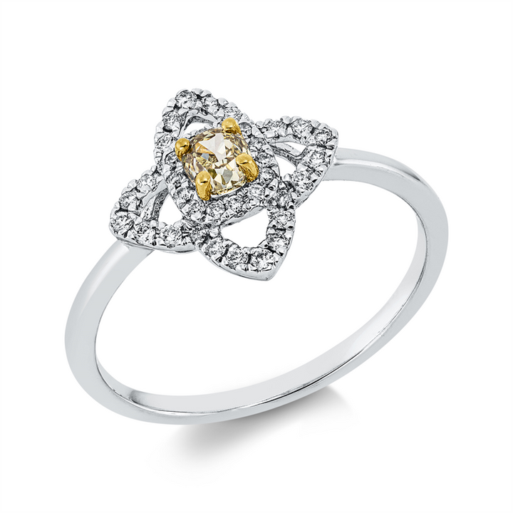 Farbiger Diamant Ring Weißgold / Gelbgold 18kt Ref-1GJ13