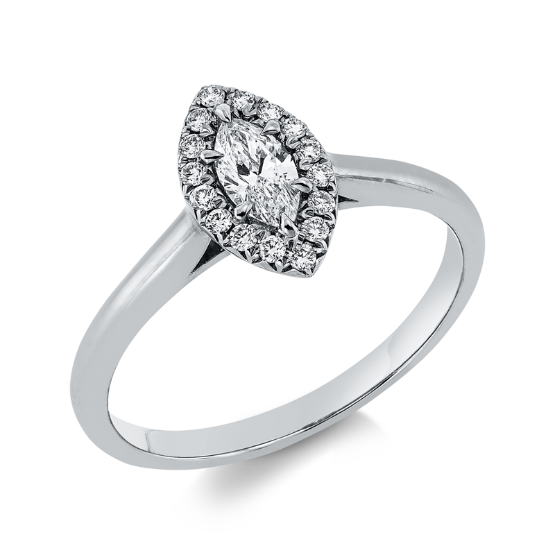 Solitaire mit Besatz Ring Weißgold 18kt 0,38ct