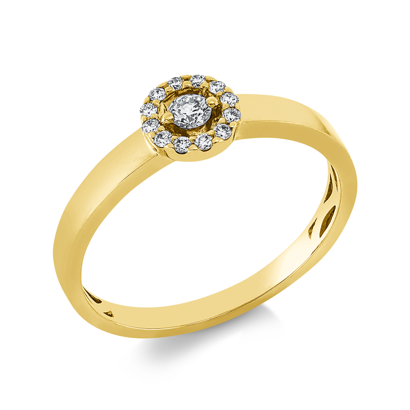 Solitaire mit Besatz Ring Gelbgold 18kt 0,14ct
