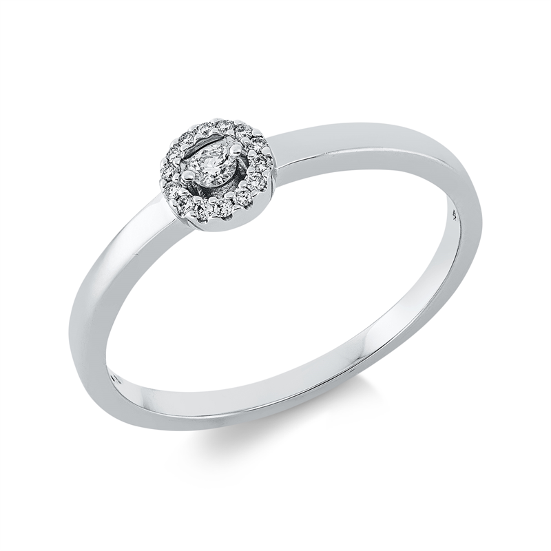 Solitaire mit Besatz Ring Weißgold 18kt 0,08ct