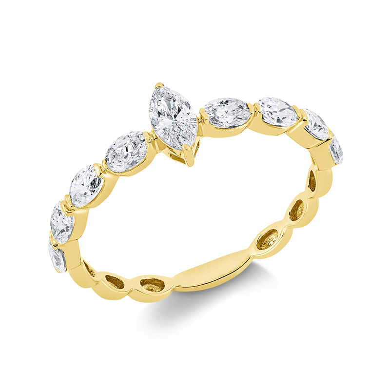 Solitaire mit Besatz Ring Gelbgold 18kt 0,81ct