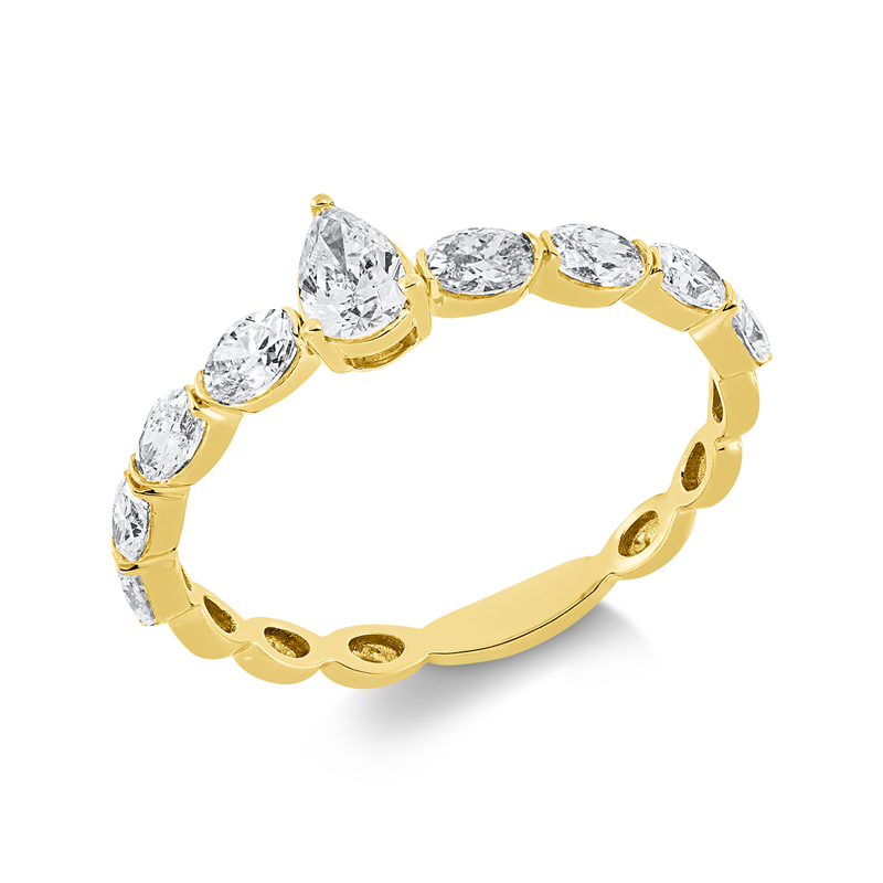 Solitaire mit Besatz Ring Gelbgold 18kt 0,83ct
