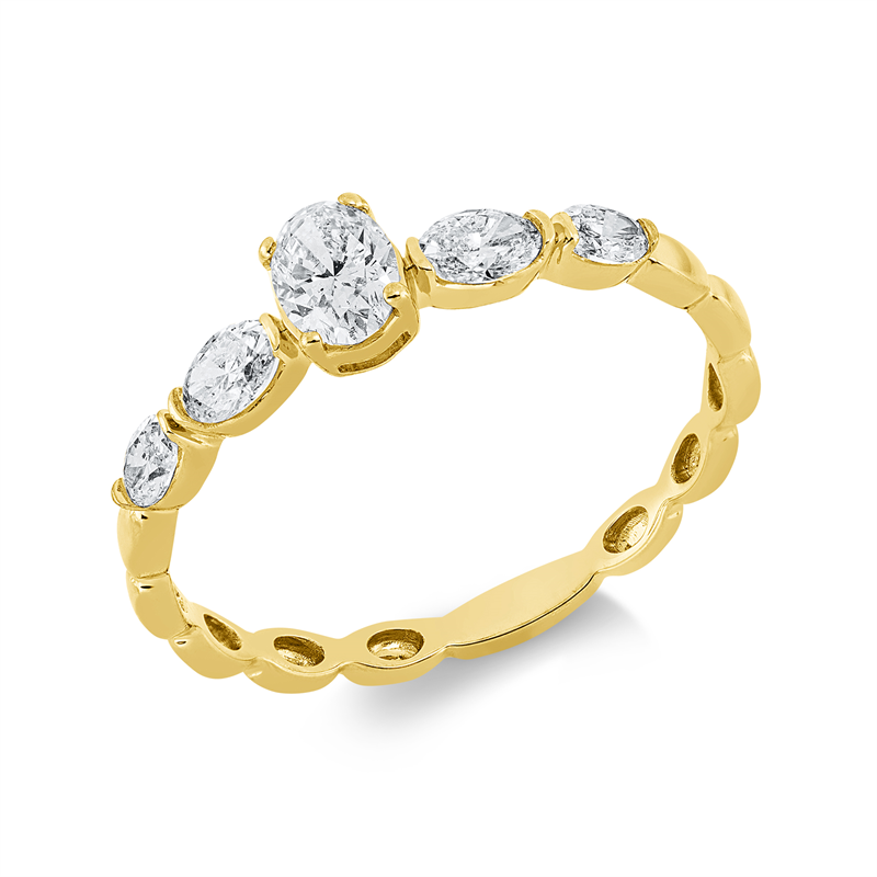 Solitaire mit Besatz Ring Gelbgold 18kt 0,57ct