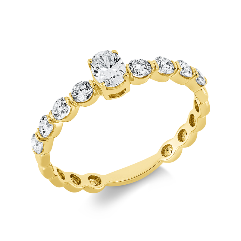 Solitaire mit Besatz Ring Gelbgold 18kt 0,61ct