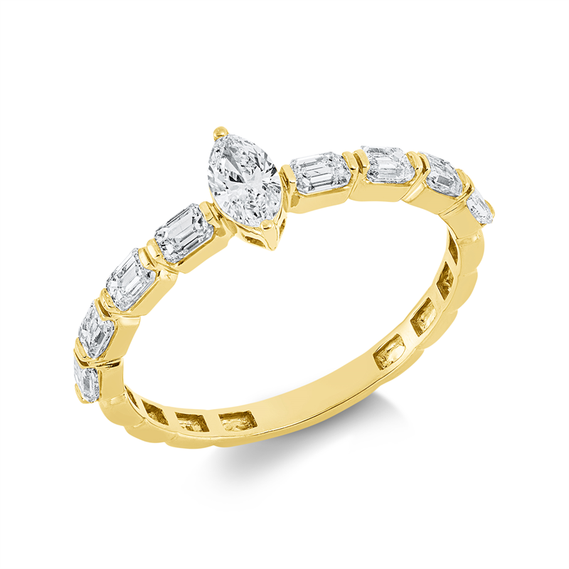 Solitaire mit Besatz Ring Gelbgold 18kt 0,79ct